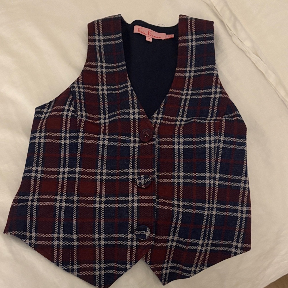 Anthropologie Red and Blue Plaid Vest